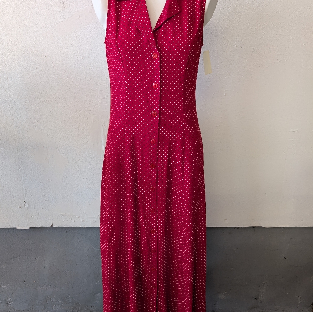 Dress Red Polka Dot Sleeveless Dress. Cottagecore Coastal Cowgirl
